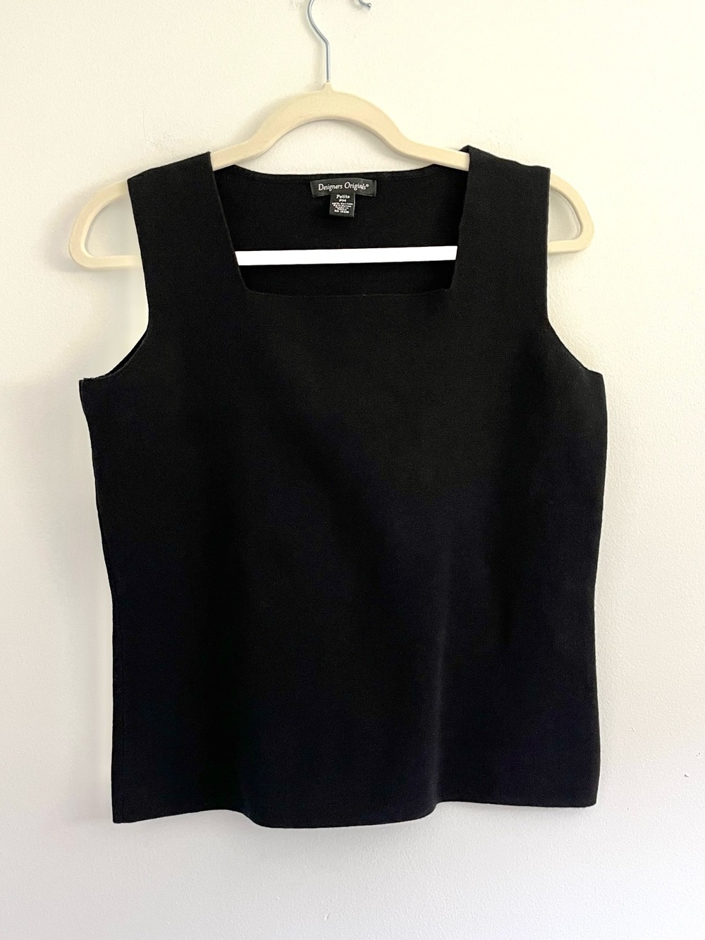 Vintage Black Square Neck Sleeveless Tank Top Capsule Wardrobe Essential Classic